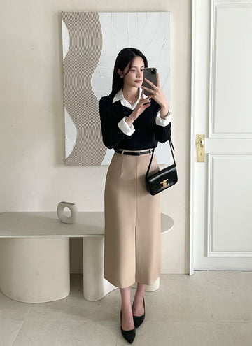 Aldi Basic H-Line Long Skirt (Belt Set)